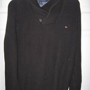 Tommy Hilfiger Shawl Collar Pullover Sweater Men's Large Pima Cotton Merino Wool